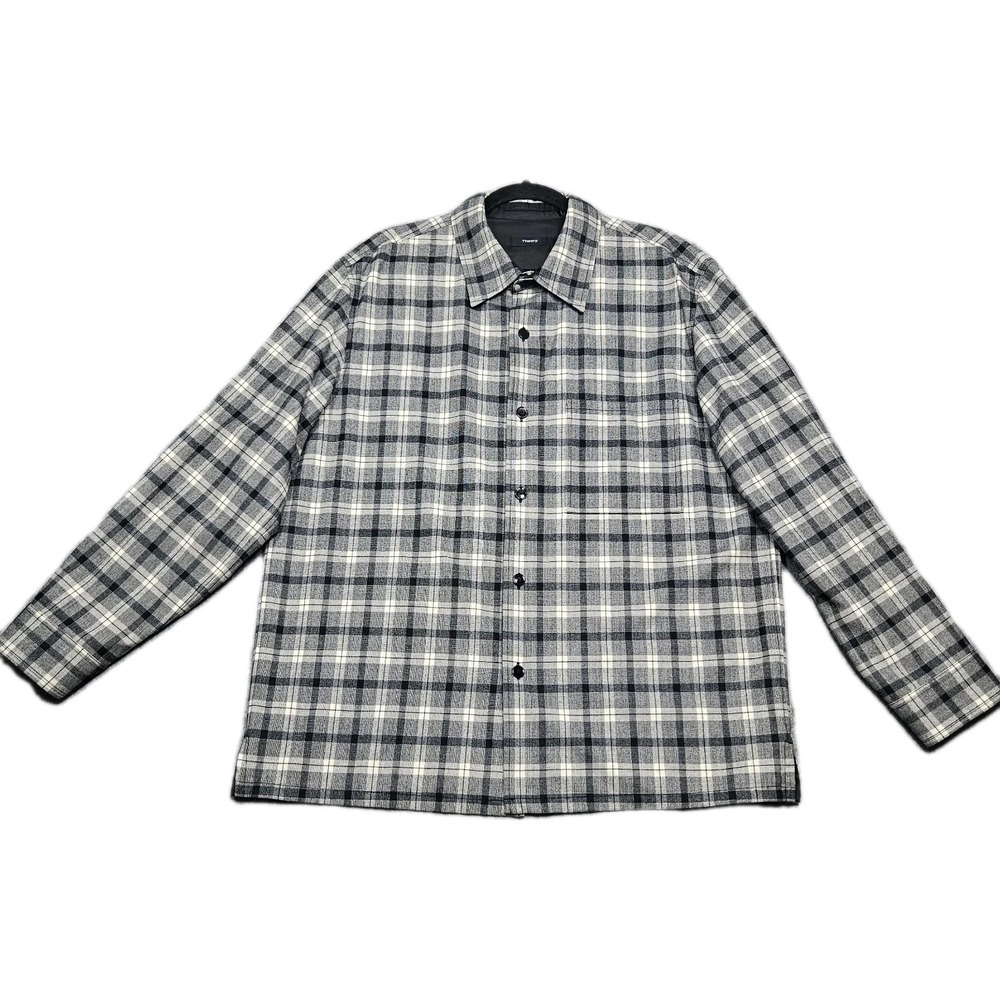 Theory Men's Clyfford Plaid Classic Fit Wool Blend‎ Button Down Shirt MSRP $275